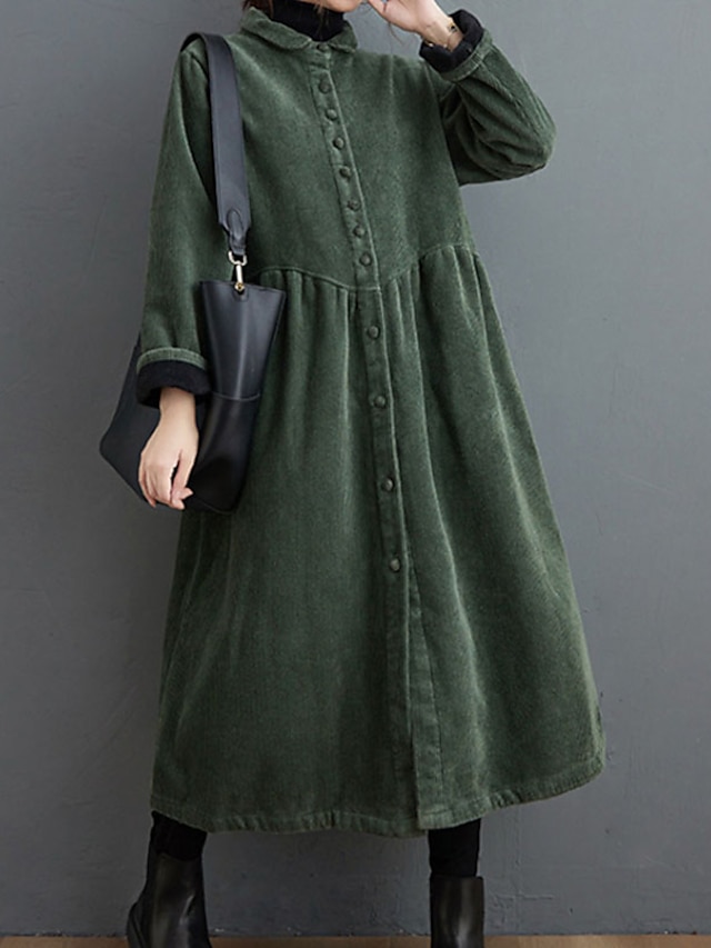 Womens Clothing Womens Outerwear | Womens Trench Coat Coat Long Pocket Coat Black Dark Green Brown Coffee Casual Street Spring S