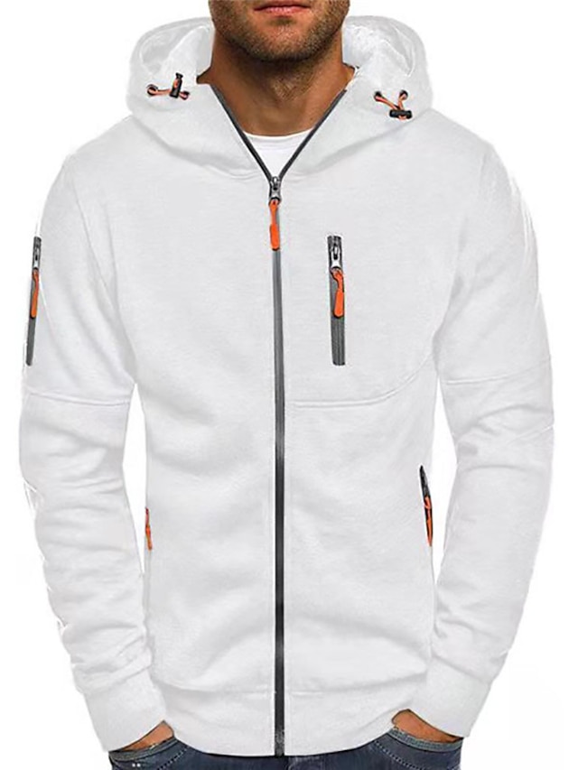 Mens Clothing Mens Hoodies & Sweatshirts | Mens Full Zip Hoodie Jacket Solid Color Zipper Casual Daily Holiday Casual Big and Ta