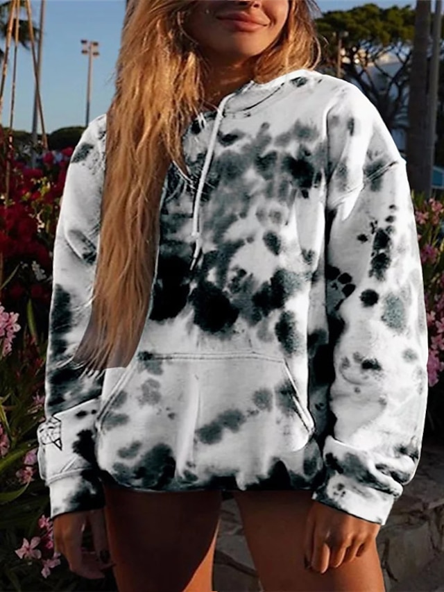 Womens Clothing Plus Size Collection | Womens Plus Size Tops Hoodie Sweatshirt Graphic Tie Dye Pocket Print Long Sleeve V Neck S