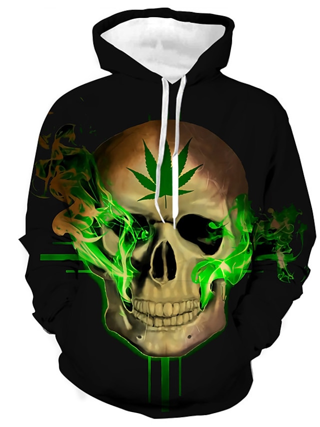 Mens Clothing Mens Hoodies & Sweatshirts | Mens Unisex Pullover Hoodie Sweatshirt Trees / Leaves Graphic Prints Skull Print Dail