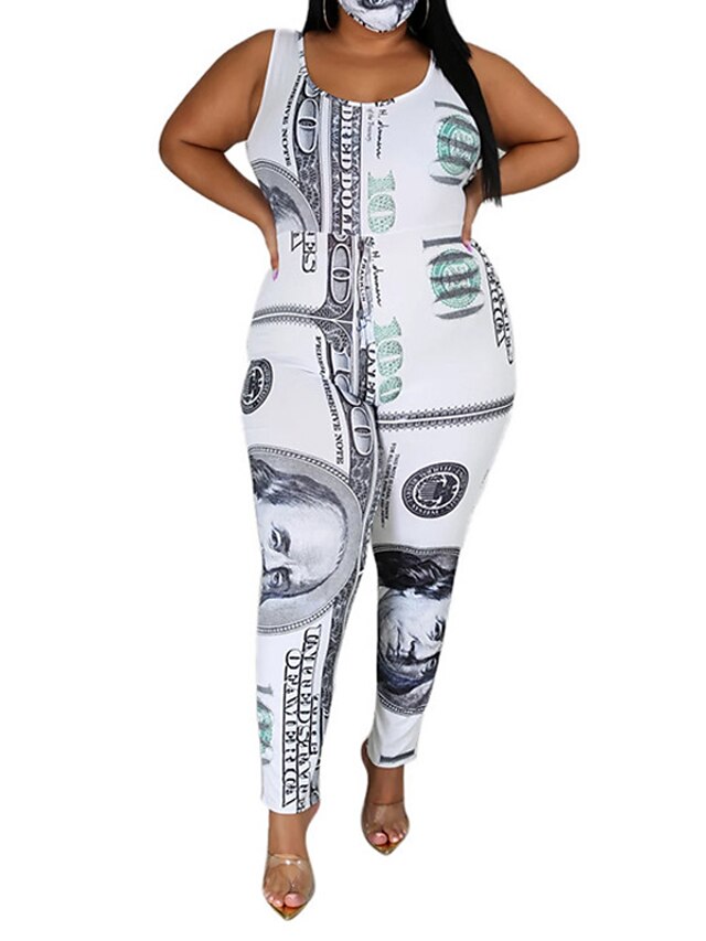 Womens Clothing Plus Size Collection | Womens Plus Size Jumpsuit Print Graphic Casual Streetwear Casual Daily High Full Length S