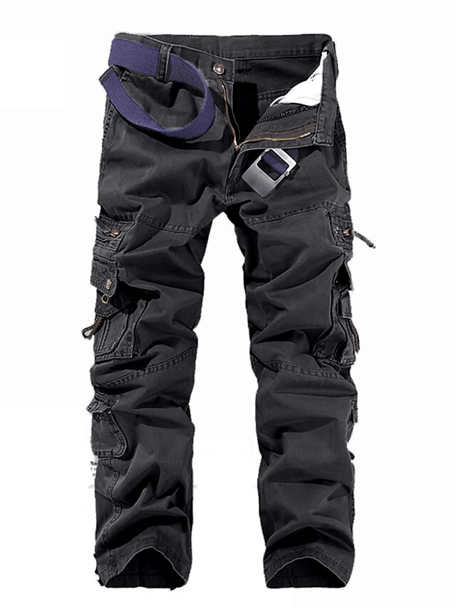 Mens Clothing Mens Bottoms | Mens Classic Cargo Pants With Multi Pockets Straight Leg Trousers Outdoor Cotton Tactical Cargo Pan