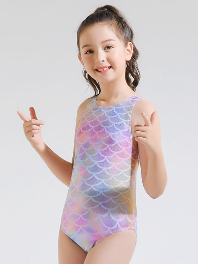 Kids Girls' One Piece Swimwear Outdoor Print Active Print Bathing Suits
