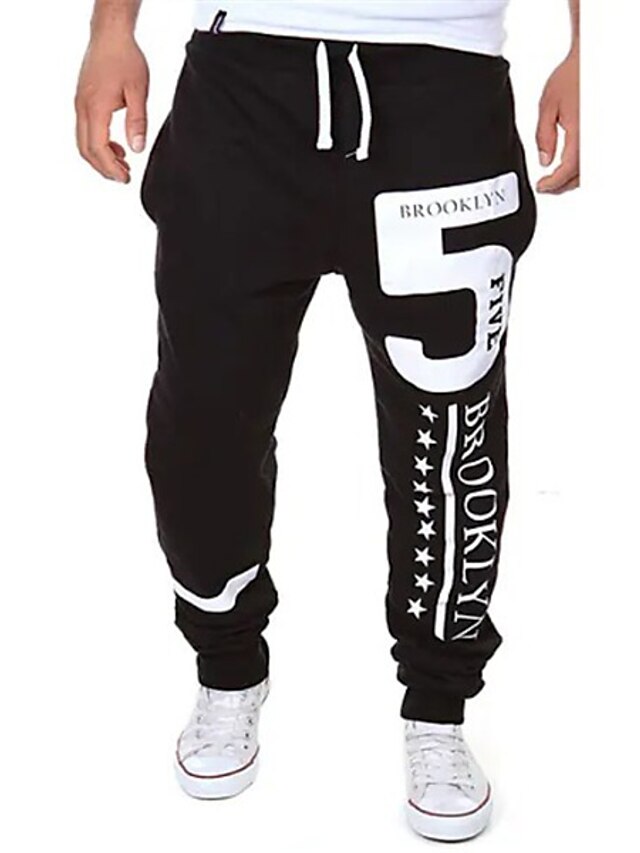 Mens Clothing Mens Bottoms | Mens Active / Basic Casual Sports Weekend Loose / Active / Relaxed wfh Sweatpants - Letter Black Da