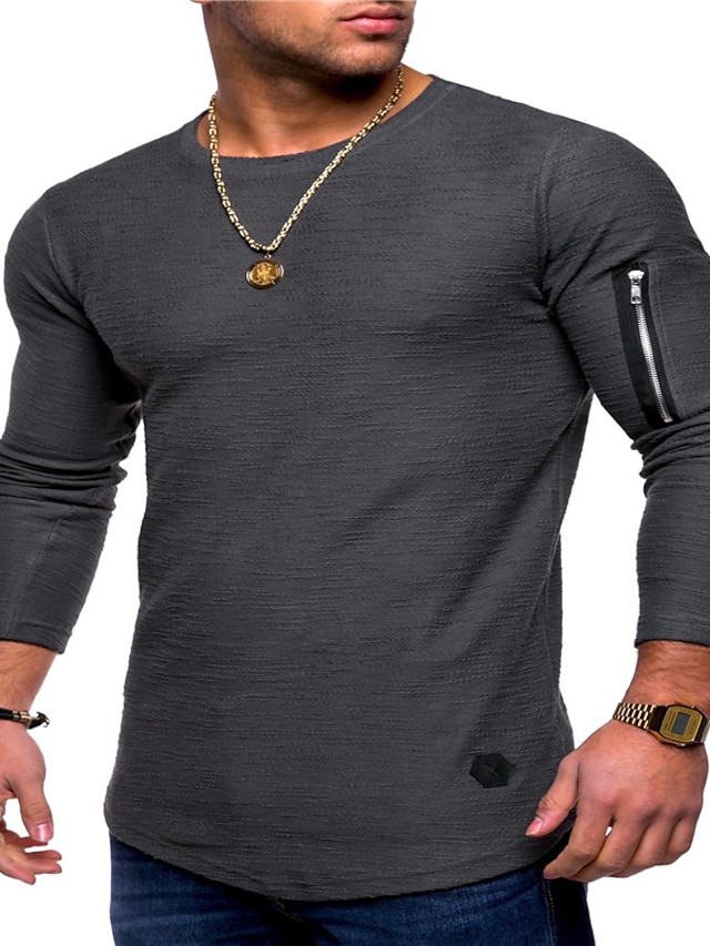 Men's T shirt Tee Solid Colored Crew Neck Black Army Green Gray White ...