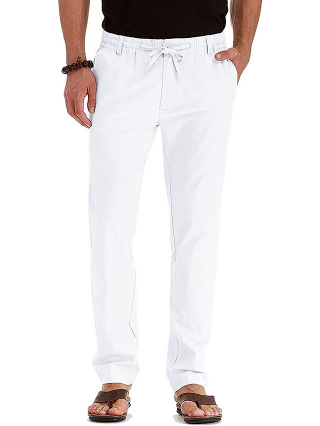 Mens Clothing Mens Bottoms | Mens Simple Chino Chinos Full Length Pants Business Office Solid Colored Mid Waist Slim White Black