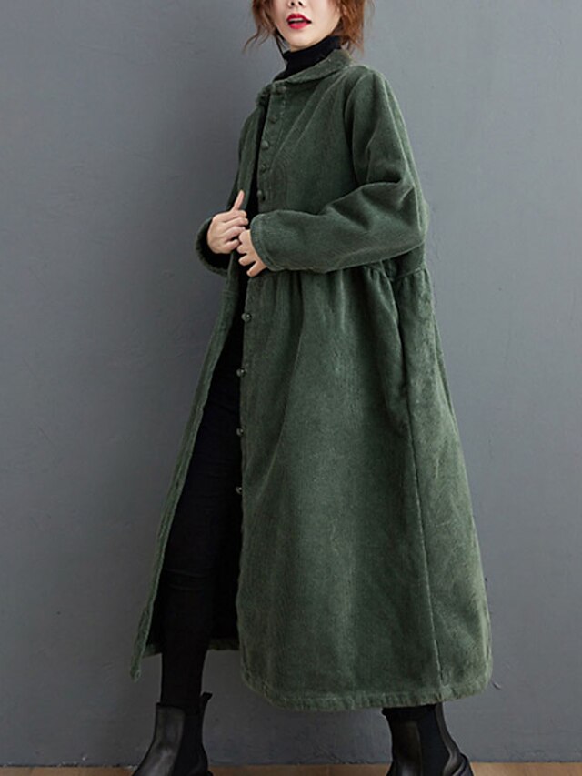 Womens Clothing Womens Outerwear | Womens Trench Coat Coat Long Pocket Coat Black Dark Green Brown Coffee Casual Street Spring S