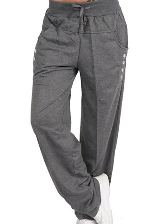  Women's Pants Trousers Polyester Full Length Black Fall