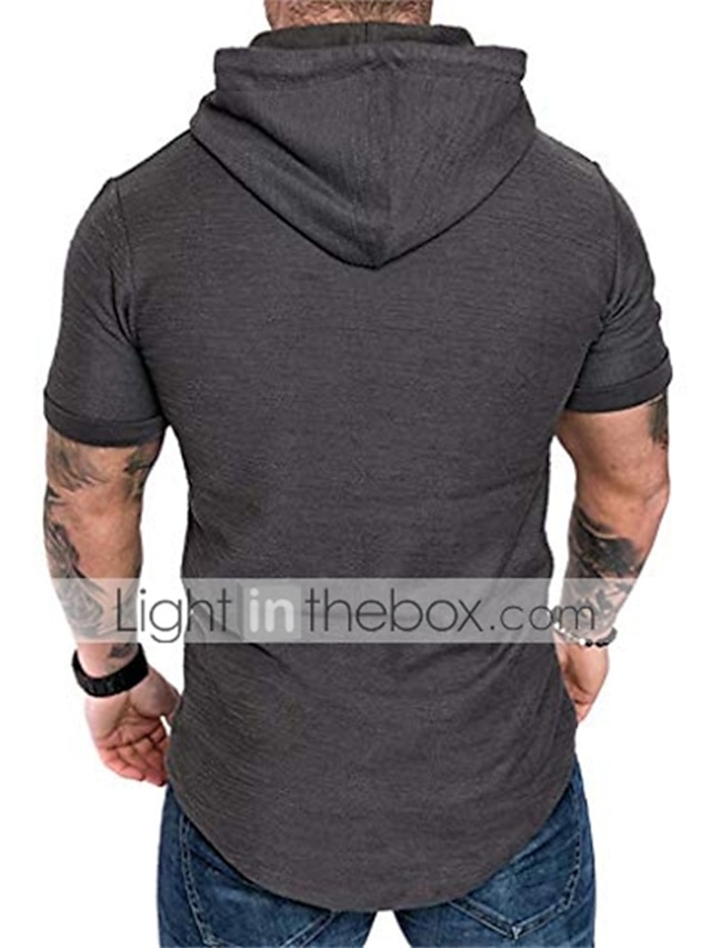 Mens Clothing Mens Hoodies & Sweatshirts | mens fashion casual hooded t-shirts short sleeve solid color summer hooded t-shirts -