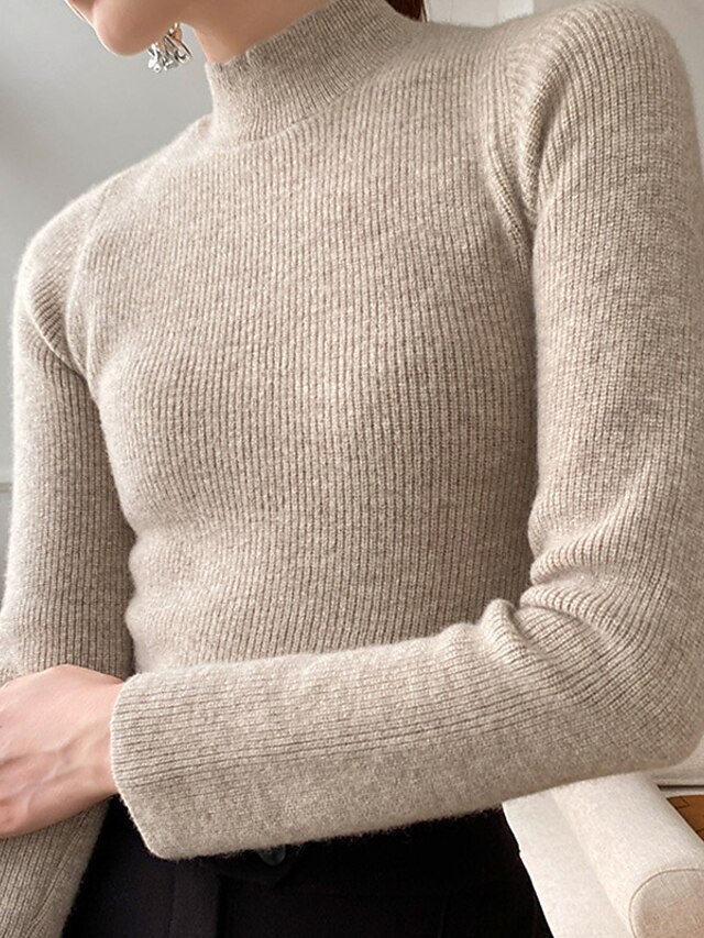 Womens Clothing Sweaters & Cardigans | Womens Sweater Jumper Knit Knitted Pure Color Turtleneck Stylish Basic Daily Holiday Spri