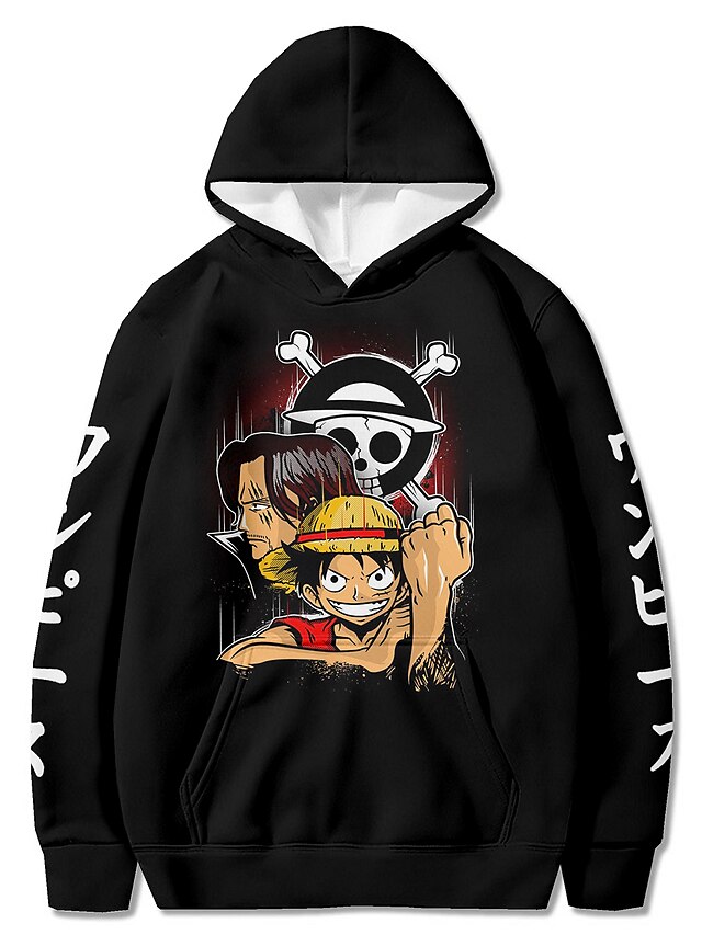  Inspired by One Piece Monkey D. Luffy Hoodie Anime 100% Polyester Anime Harajuku Graphic Kawaii Hoodie For Men's / Women's / Couple's