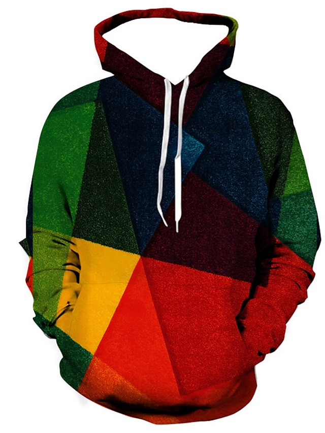  Men's Unisex Hoodie Pullover Hoodie Sweatshirt Yellow Red Blue Purple Green Hooded Color Block Graphic Prints Print Daily Sports 3D Print Designer Casual Big and Tall Spring &  Fall Clothing Apparel