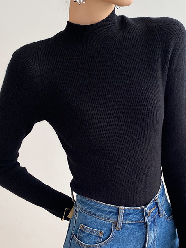 Womens Clothing Sweaters & Cardigans | Womens Sweater Jumper Knit Knitted Pure Color Turtleneck Stylish Basic Daily Holiday Spri