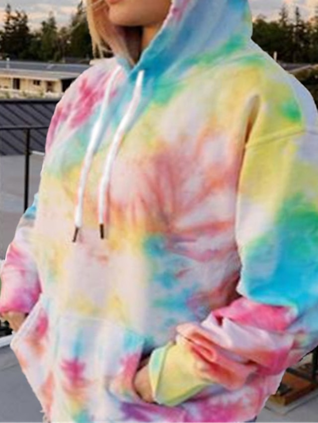 Womens Clothing Plus Size Collection | Womens Plus Size Tops Hoodie Sweatshirt Graphic Tie Dye Pocket Print Long Sleeve V Neck S