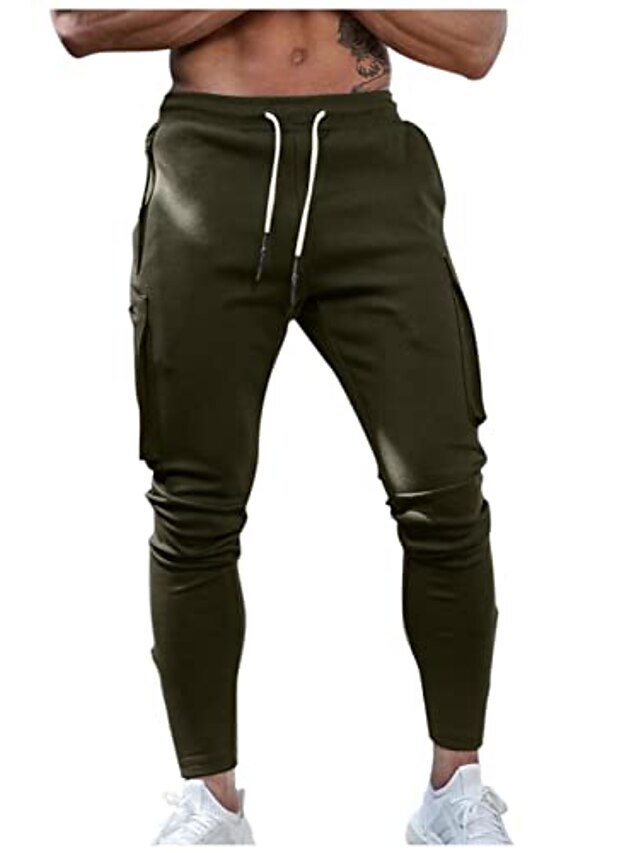 Mens Casual Jogger Sweatpants with Pocket Loose Athletic Elasticized Drawstring Sports Pants Fashion Cargo Sweatpants