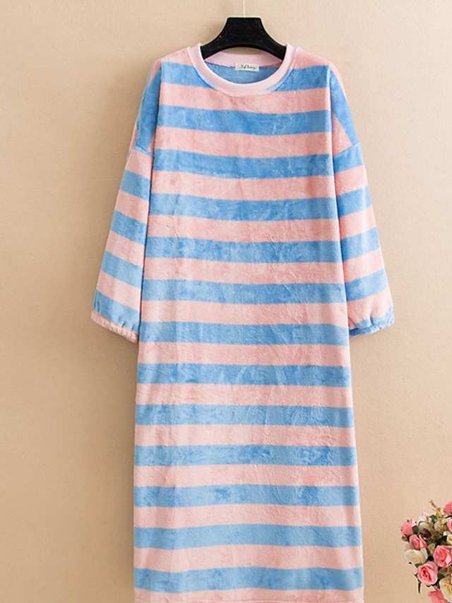 Womens Clothing Womens Sleep & Lounge | Womens Pajamas Nightgown 1 pc Stripe Animal Fashion Comfort Sweet Home Party Daily Fleec