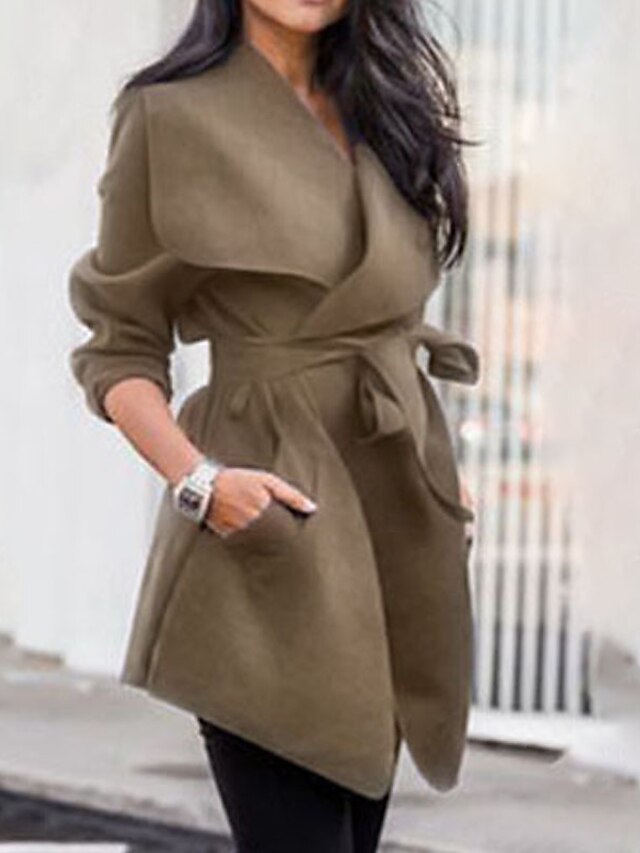 Womens Clothing Womens Outerwear | Womens Trench Coat Coat Street Daily Going out Fall Winter Long Coat Regular Fit Warm Breatha