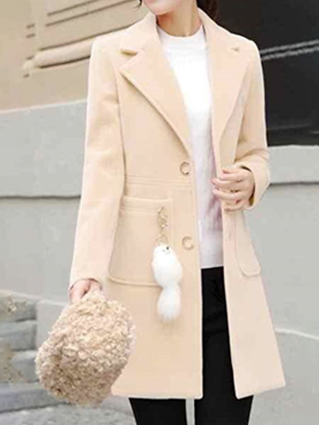 Womens Clothing Womens Outerwear | Womens Trench Coat Coat Street Daily Going out Fall Winter Long Coat Regular Fit Windproof Wa