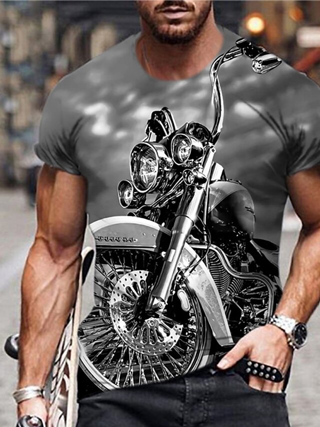 Mens Clothing Mens Tees & Tank Tops | Mens Unisex T shirt Tee 3D Print Graphic Prints Motorcycle Crew Neck Street Daily Print Sh