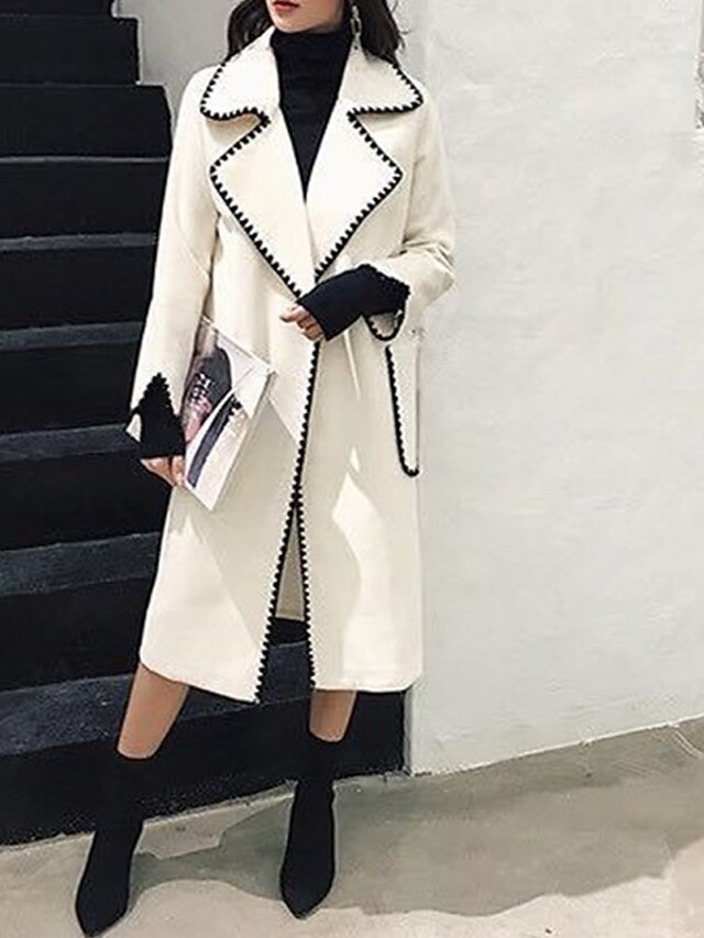 Womens Clothing Womens Outerwear | Womens Coat Street Daily Going out Fall Winter Long Coat Regular Fit Thermal Warm Breathable 