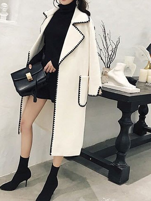 Womens Clothing Womens Outerwear | Womens Coat Street Daily Going out Fall Winter Long Coat Regular Fit Thermal Warm Breathable 