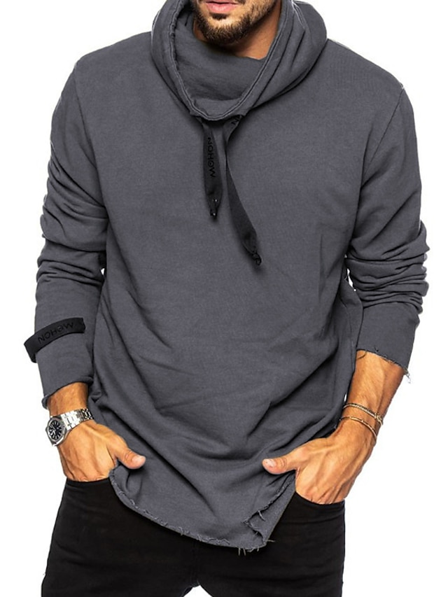 Mens Clothing Mens Hoodies & Sweatshirts | Mens Sweatshirt Solid Color Lace up Casual Daily Holiday Sportswear Casual Hoodies Sw