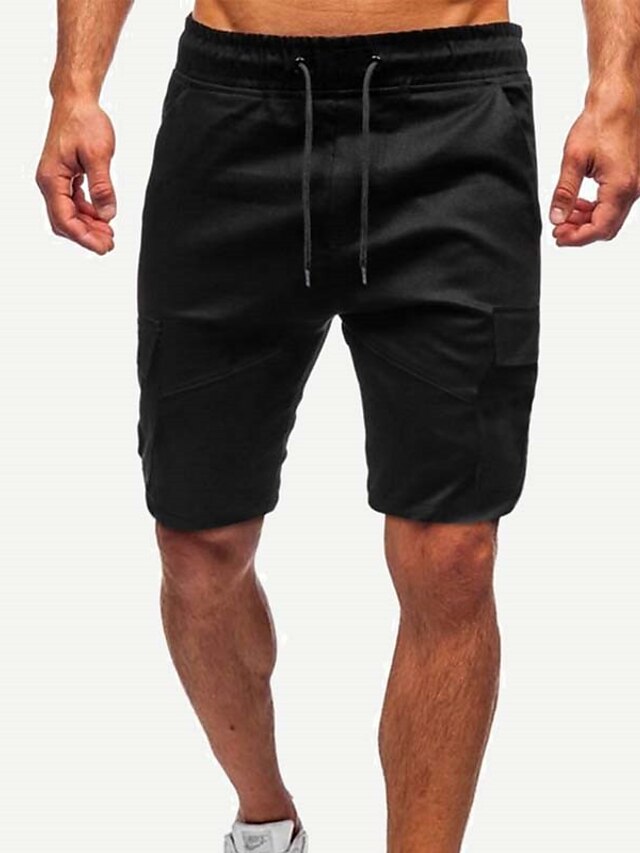 Mens Clothing Mens Bottoms | Mens Casual Drawstring Elastic Waist Short Pants Casual Daily Micro-elastic Solid Color Cotton Blen