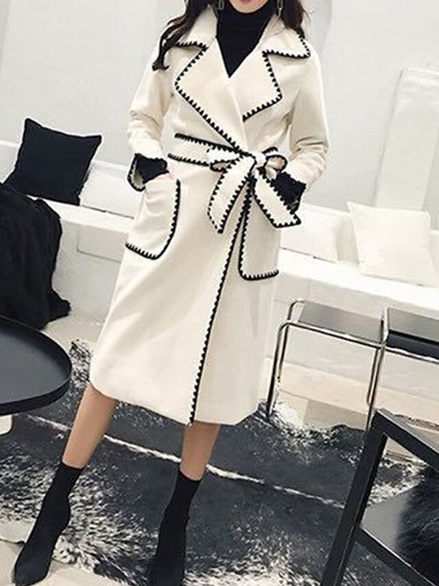 Womens Clothing Womens Outerwear | Womens Coat Street Daily Going out Fall Winter Long Coat Regular Fit Thermal Warm Breathable 