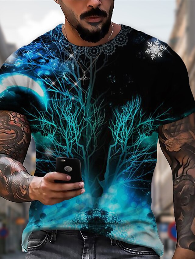 Mens Clothing Mens Tees & Tank Tops | Mens Unisex T shirt Tee 3D Print Graphic Prints Tree Crew Neck Daily Holiday Print Short S