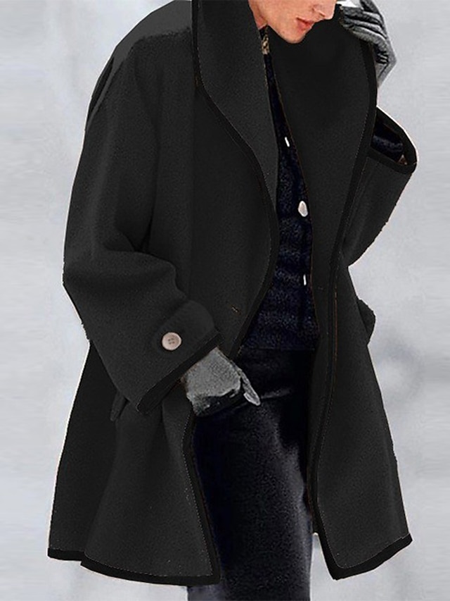 Women's Coat Office Dailywear Casual Winter Fall Long Coat Warm Basic ...
