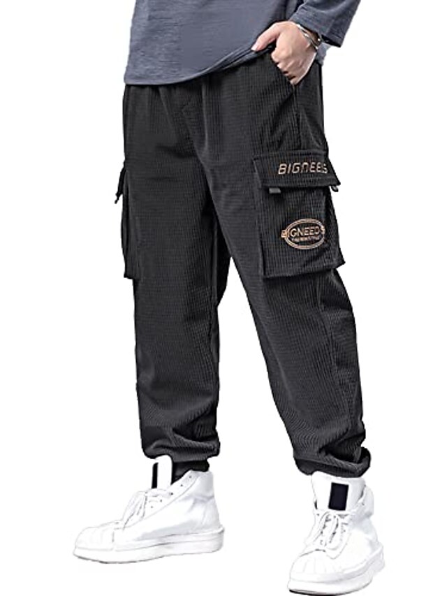 Mens Loose Harem Punk Cargo Pocket Trousers Casual Baggy Pants Military Overalls 