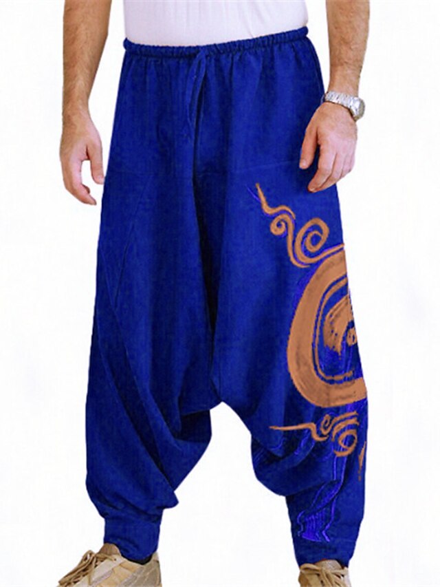 Mens Clothing Mens Bottoms | Mens Basic Essential Harlem Pants Harem Full Length Pants Solid Colored Mid Waist Loose Black Blue 