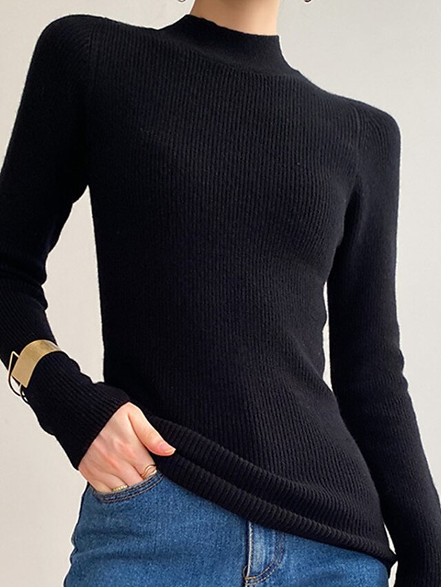 Womens Clothing Sweaters & Cardigans | Womens Sweater Jumper Knit Knitted Pure Color Turtleneck Stylish Basic Daily Holiday Spri