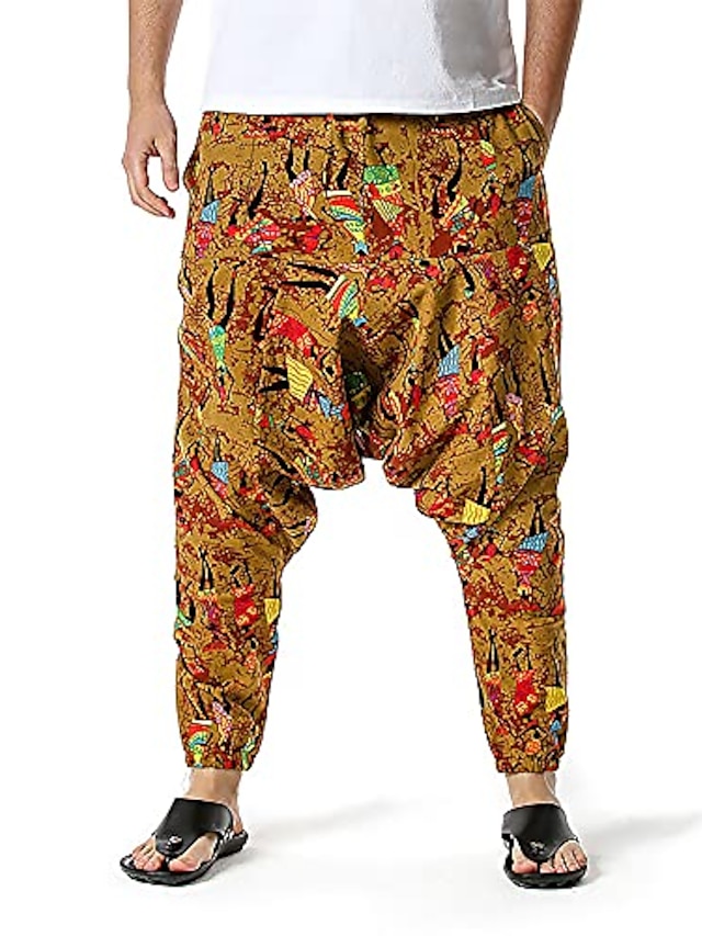 Men's Gothic Harem Trousers Casual Baggy Hippy Yoga Holiday Loose Casual Slacks