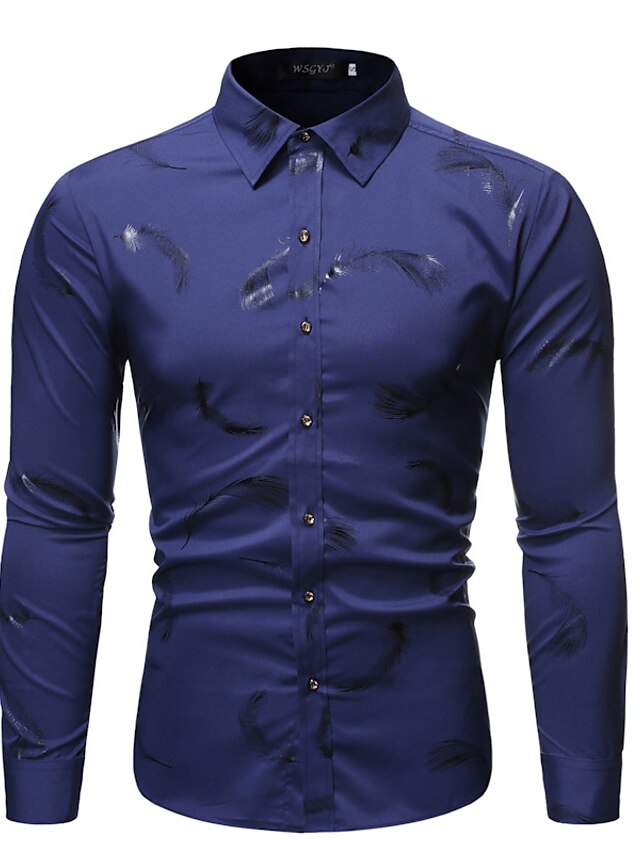 Mens Clothing Mens Shirts | Mens Shirt Floral Solid Colored Shirt Collar Daily Going out Long Sleeve Tops Basic Elegant Black Wi