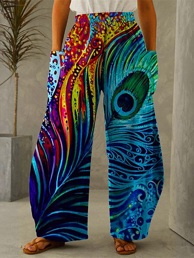 Womens Clothing Plus Size Collection | Womens Plus Size Wide Leg Chinos Pocket Print Galaxy Star Moon Space Casual Chino Casual 