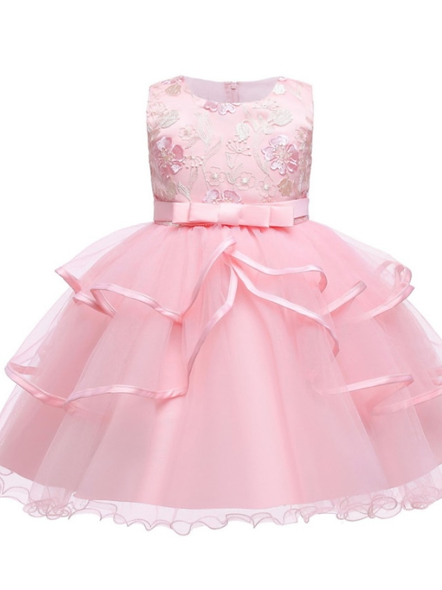 Baby & Kids Girls Clothing | Kids Little Girls Dress Floral Solid Colored A Line Dress Special Occasion Christening dress Ruched