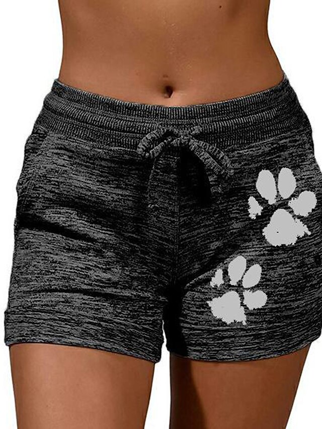 Womens Clothing Womens Bottoms | Womens Casual / Sporty Athleisure Shorts Side Pockets Elastic Drawstring Design Print Short Pan