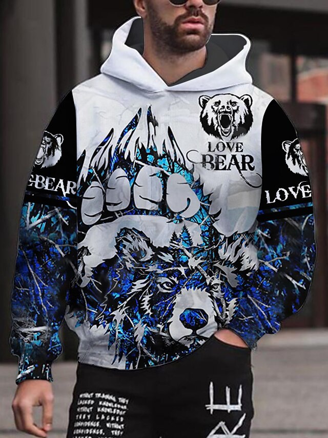 Hombre Sudadera Con Capucha Gráfico Oso Estampado Deporte Diario Impresión  3D Casual De Diseño Sudaderas con capucha Sudaderas Azul Piscina 8983987  2022 – $24.83
