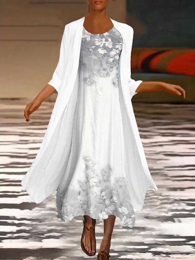 Women‘s Dress Set Two Piece Dress Midi Dress Green Blue Purple Pink