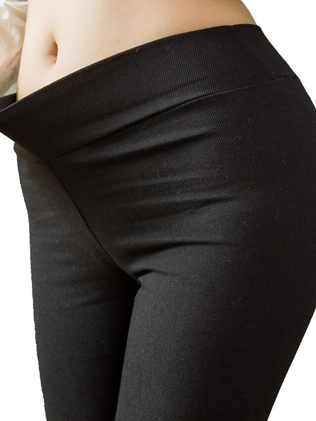 Women's Dress Pants Skinny Polyester High Waist Full Length Black ...
