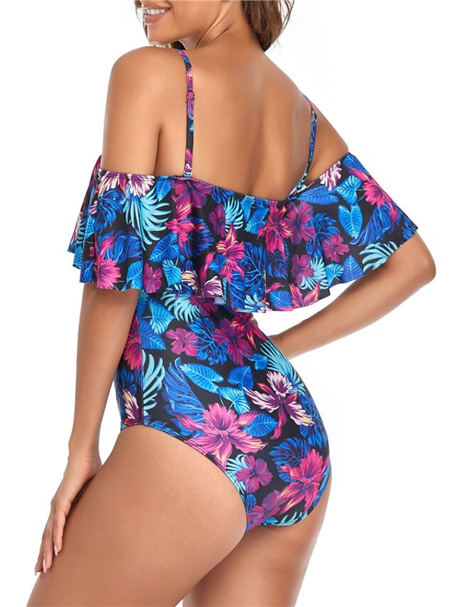 Womens Clothing Womens Swimwear | Womens Swimwear One Piece Monokini Bathing Suits Normal Swimsuit Tummy Control Ruffle Open Bac