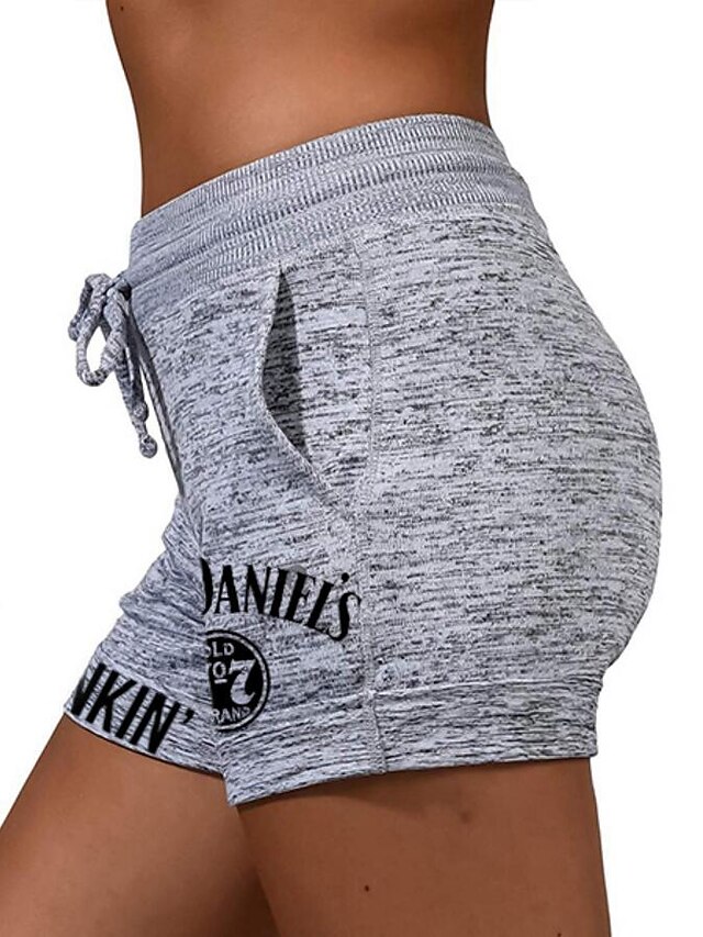 Womens Clothing Womens Bottoms | Womens Casual / Sporty Athleisure Shorts Slacks Side Pockets Elastic Drawstring Design Print Sh