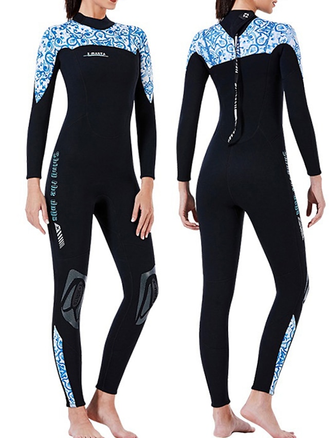  Dive&Sail Pentru femei Neopren Întreg 3mm SCR Neopren Costume de scafandru Termic cald UPF50+ Uscare rapidă Înaltă Elasticitate Manșon Lung Corp Plin Fermoar Spate - Înot Scufundare Surfing Scuba