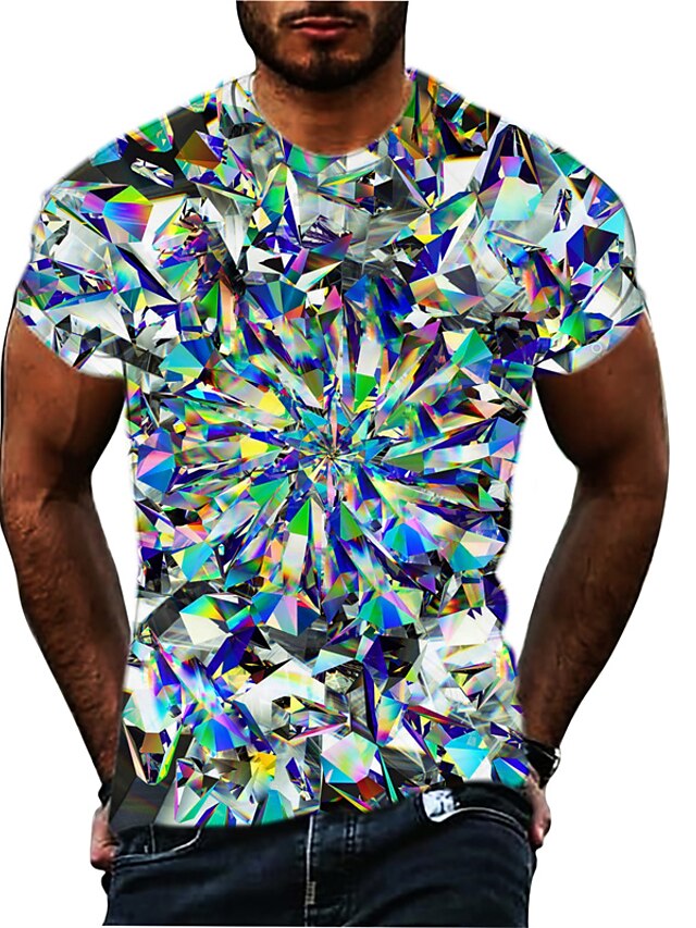 Mens Clothing Mens Tees & Tank Tops | Mens T shirt Tee 3D Print Graphic Optical Illusion Geometric Crew Neck Daily Sports Print 