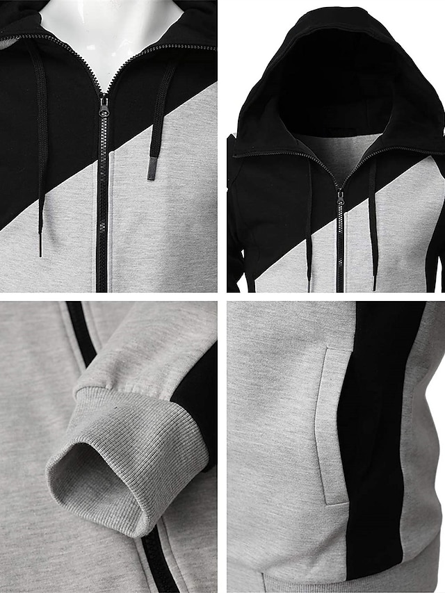 Mens Clothing Mens Hoodies & Sweatshirts | Mens Hoodie Color Block Hooded Basic Hoodies Sweatshirts Long Sleeve White Black Wine