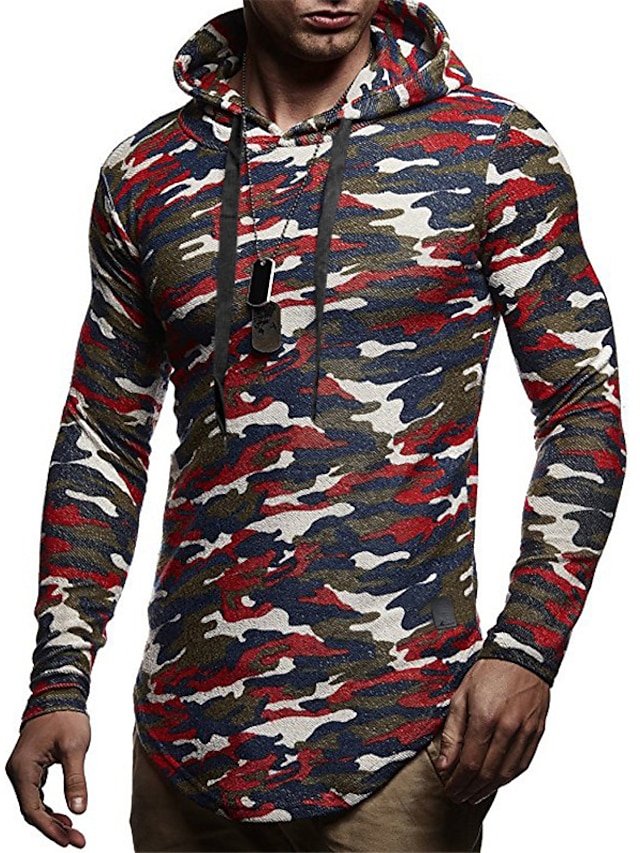 Mens Clothing Mens Hoodies & Sweatshirts | Mens Pullover Hoodie Sweatshirt Graphic Camo / Camouflage Print Casual Daily Holiday 