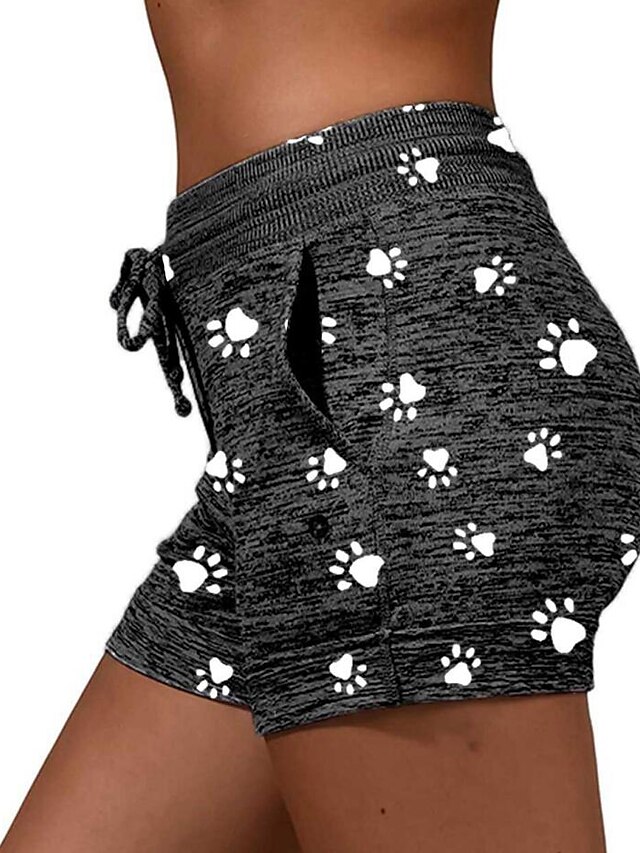 Womens Clothing Womens Bottoms | Womens Casual / Sporty Athleisure Shorts Side Pockets Elastic Drawstring Design Print Short Pan