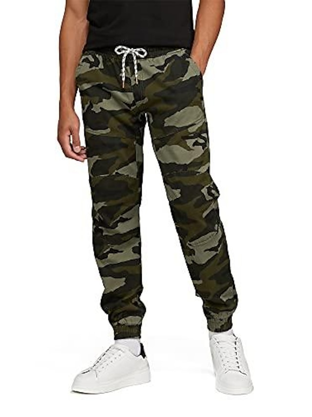 mens elastic waist camo pants