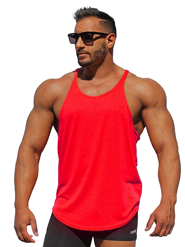  Men's T shirt Tee Tank Top Vest Top Undershirt Sleeveless Shirt Plain Crew Neck Casual Holiday Sleeveless Clothing Apparel Cotton Sports Fashion Lightweight Muscle